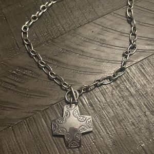 Retired Silpada Virtuosity Solid Sterling Silver Southwest Style Cross Necklace